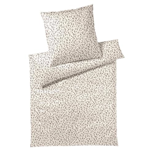 Elegant Interlock Jersey Reversible Bed Linen, COTTON, beige, 155 x 220 cm