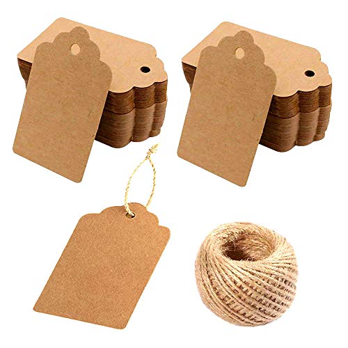 Kraft Paper Tags - 200PCS Kraft Paper Blank Gift Tags with 30 Meters Twine for Arts and Crafts, Wedding Christmas Thanksgiving and Holiday for Crafts & Price Tags Labels