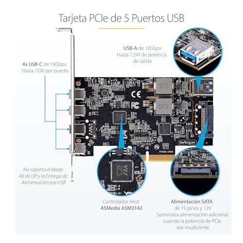 Tarjeta PCIe USB 10Gbps StarTech de alta velocidad para transmisión masiva 4
