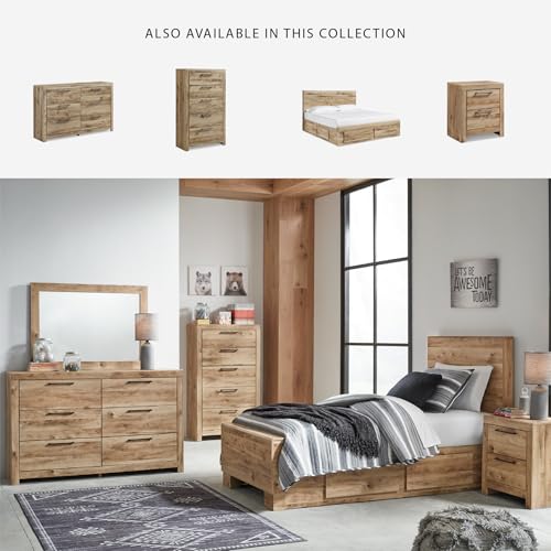 Image of Signature Design by Ashley Hyanna Rustic 5-Drawer Chest with Safety Stop for Bedroom, Light Brown