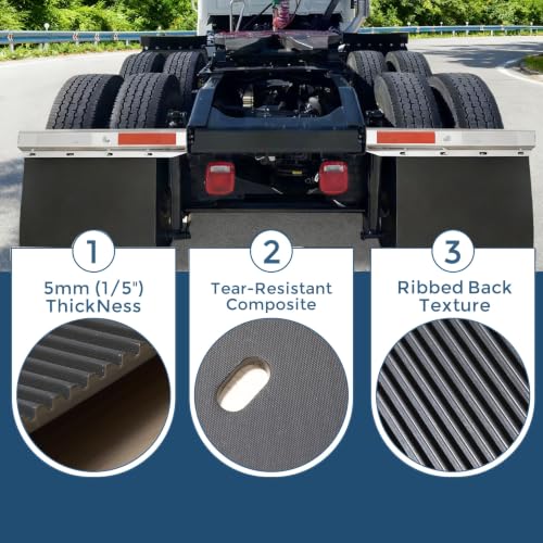 Image of 2 1 /2 inch Straight Mud Flaps Hangers Set for Semi Truck Stainless Steel Mudflap Hangers with 1 /5 inch Thick 24 inchx24 inch Mudflaps