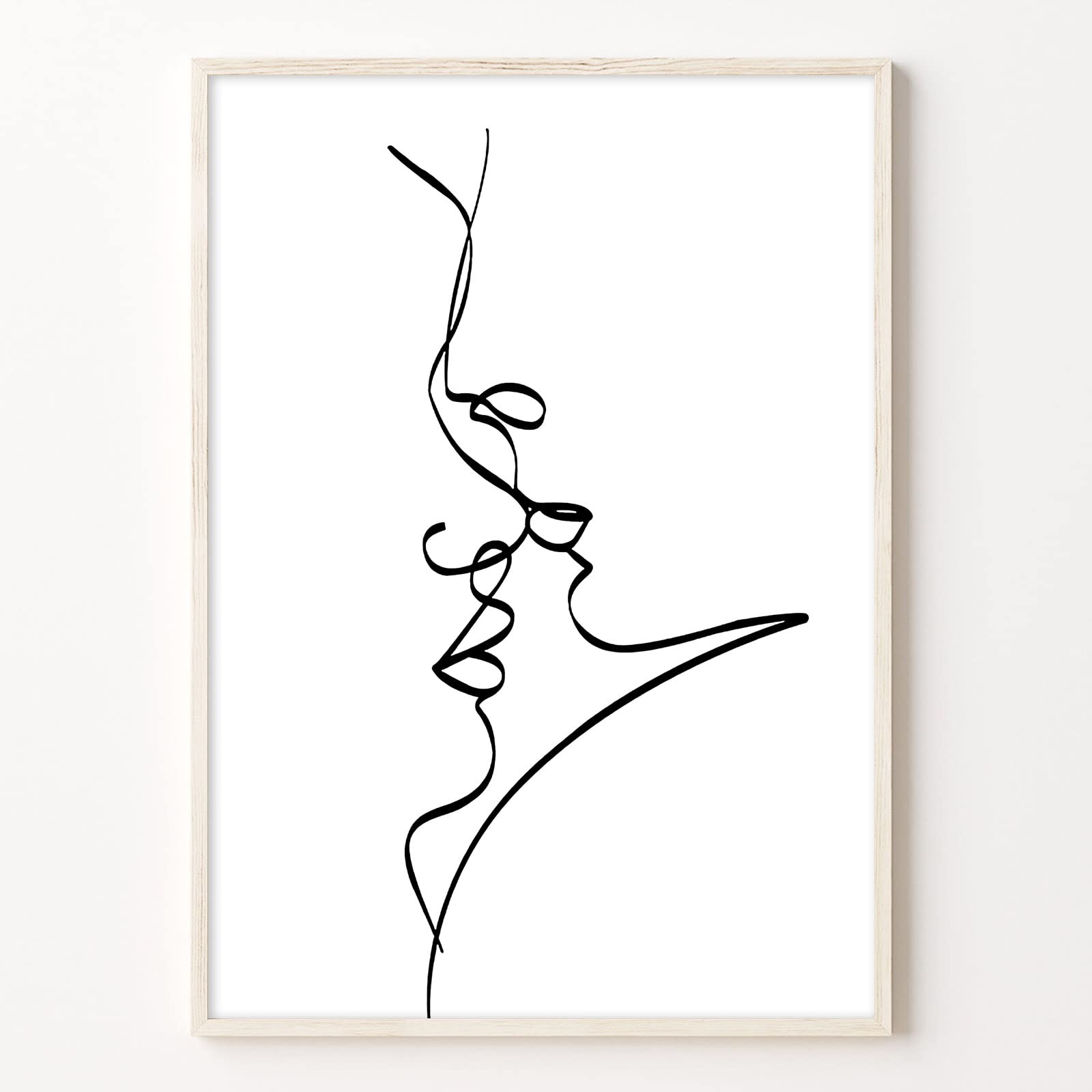 Couple Kissing Wall Art Modern Minimalist Painting Abstract Lovers Wall Art Abstract