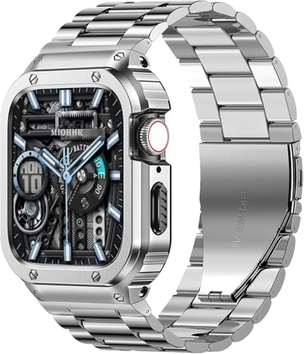Image of MioHHR Stainless Steel Band and Case Compatible with Apple Watch Bands 46mm