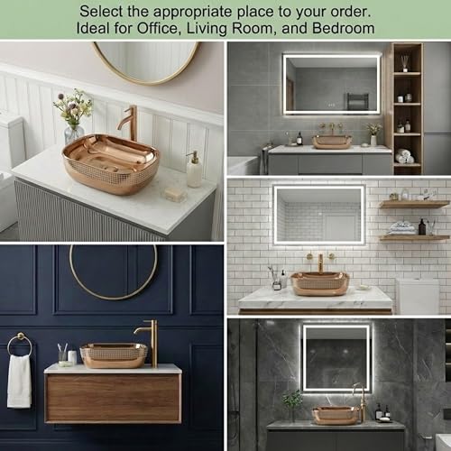 Image of BASSINO 18x13x5.5 Inches Table Top Washbasin /1 Year Warranty /Ceramic Wash Basin for Bathroom /Rectangular Shape Counter Top Wash Basin for Dining Hall /Living Room /Countertop Sink(Glossy Rosegold)
