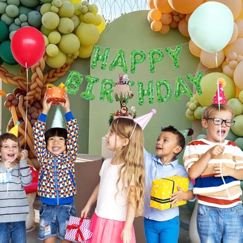 Image of Green Pixel Miner Theme Happy Birthday Balloons Banner 16 Inch Letters, Inflatable Party Decor and Birthday Decorations for Women, Men, Boys & Girls Kids and Adults, Party Supplies