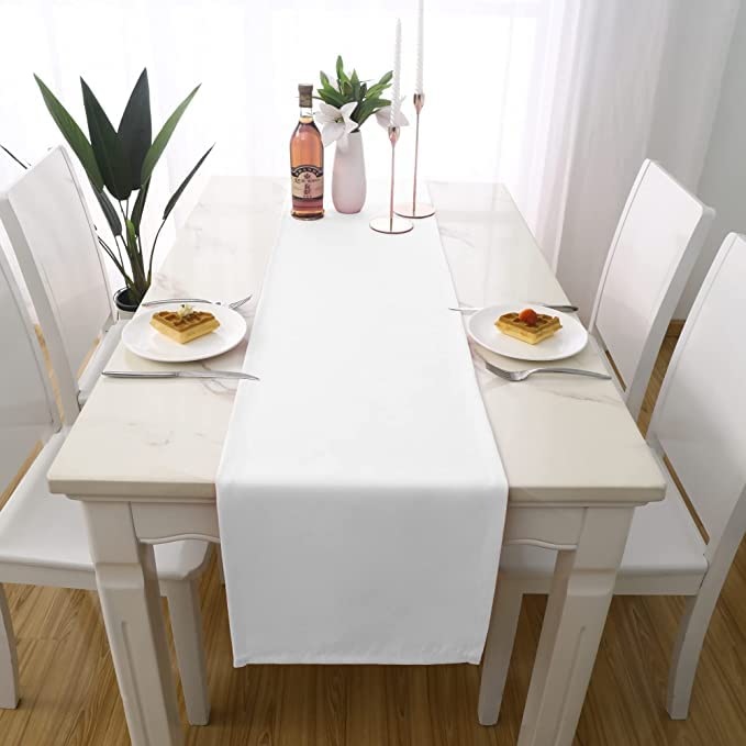 LivinEase Table Runner, Table Runners for Dining Table 42x150cm, Drapes Elegently 250 GSM White Table Runner - Image 3