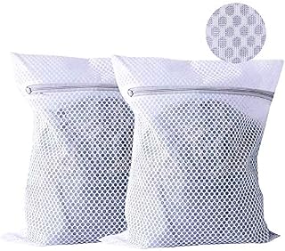 ARPDJK 2PCS Mesh Laundry Bags with Zips, 60 x 60 cm Reusable Laundry Bags for Washing Machine, Large Net Laundry Bag for Delicates Blouse, Shirts, Underwear, Socks, Toys and Travel - White