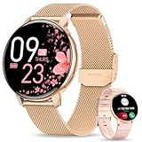 Smart Watches for Women with Answer/Make Calls, 1.39'' Activity Fitness Tracker with Blood Pressure/Heart Rate/Sleep Monitor/IP68 Waterproof, Smart Watch for Android Phones and iPhone Compatible Gold