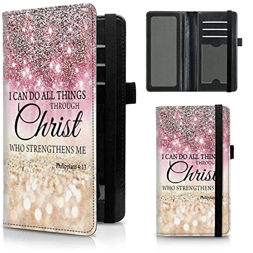 Image of FUYOCWE Checkbook Covers for Personal Checkbook,RFID Blocking Leather Check Book Covers Wallet with Pen Holder & Card Slot for Women Men, I can do all things through christ, 8 x 7.3 inches, Classic