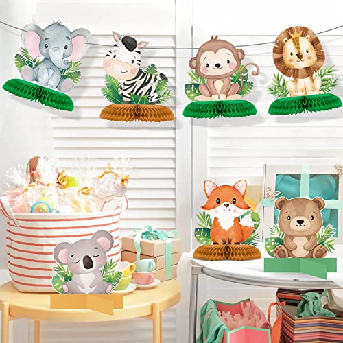 Gueevin LAU-220713-E 10 Pcs Baby Jungle Animals Honeycomb Centerpieces Safari Baby Shower Decoration Sage Green Themed Party Supplies For Boys Kids Baby Shower Nursery Wild Forest Theme Birthday Party Decor thumb #5