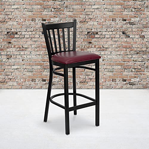 Flash Furniture HERCULES Series Black Vertical Back Metal Restaurant Barstool - Burgundy Vinyl Seat by Flash Furniture - Image 2
