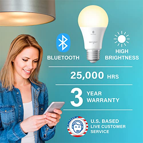 Image of Sengled Alexa Light Bulb 75W Equivalent, Smart Light Bulbs Bluetooth Mesh 1050 LM, Smart Bulbs That Work with Alexa Only 2700K, High Brightness, Soft White A19 Dimmable Bulb, No Hub Required, 4 Pack