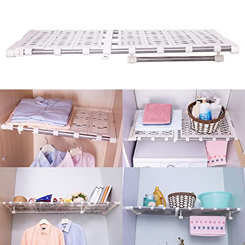 Hershii Tension Shelf Expandable Closet Organizer Adjustable Rod Heavy Duty Hanging Rail Rustproof Diy Storage Rack 4-Bar Extention With Gaskets For Garage Bathroom Kitchen Bedroom Wardrobe #TOP6
