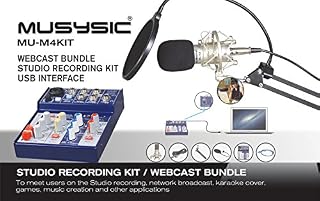 MUSYSIC Studio Recording Kit, Webcast Bundle, 4 Channel Mixer with USB Interface MU-M4KIT