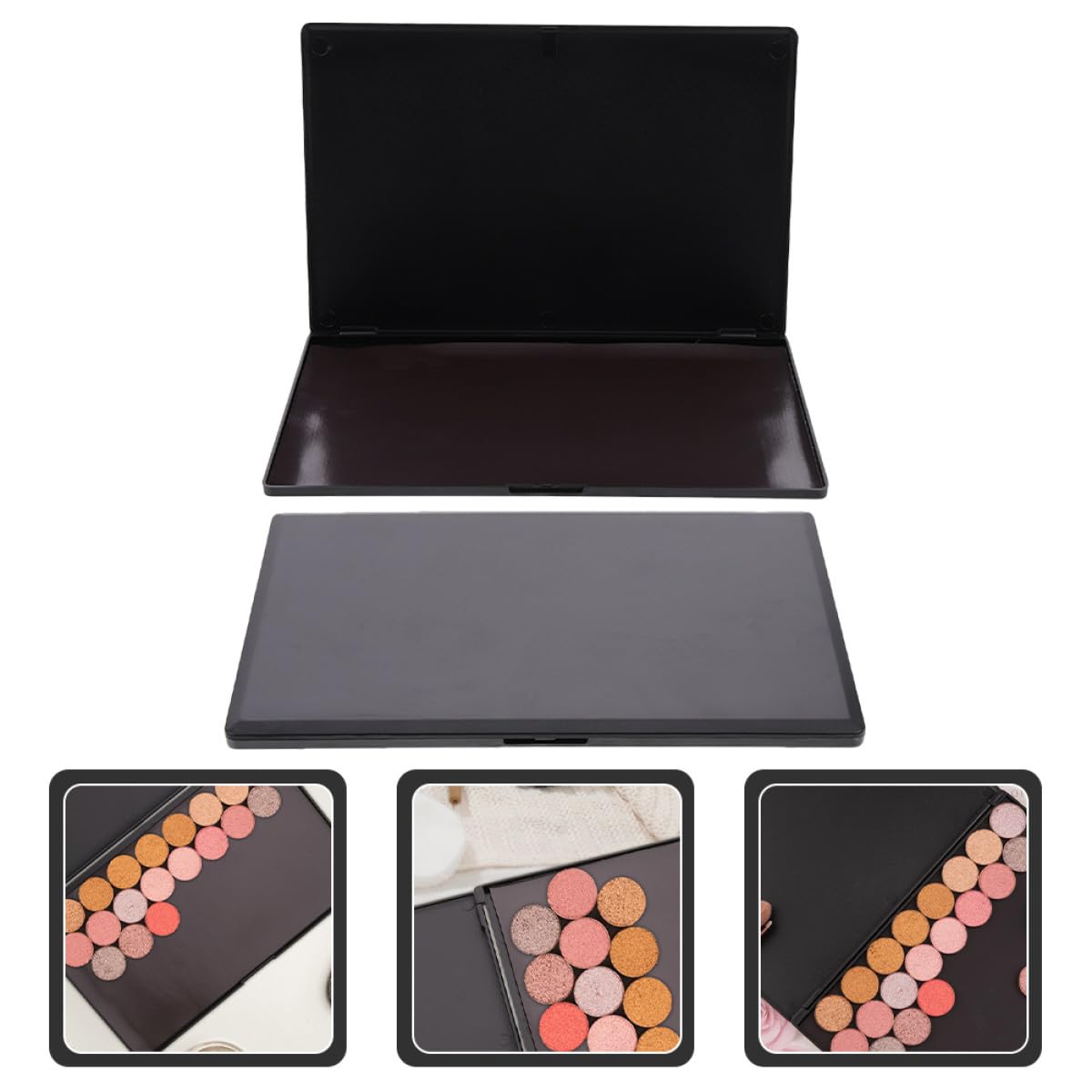 TIDTALEO 2 Pezzi Palette Magnetiche Vuote per Ombretti, Vassoio in ABS Nero, Resistente all'Usura, Portatile, per Make-up Fai da Te e Viaggio