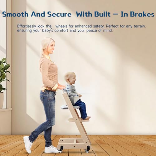 Image of 360 Rotating Wheel Accessories with Safety Locks Fit for Stokke Tripp Trapp High Chair - Enhance Mobility and Convenience for Your High Chair