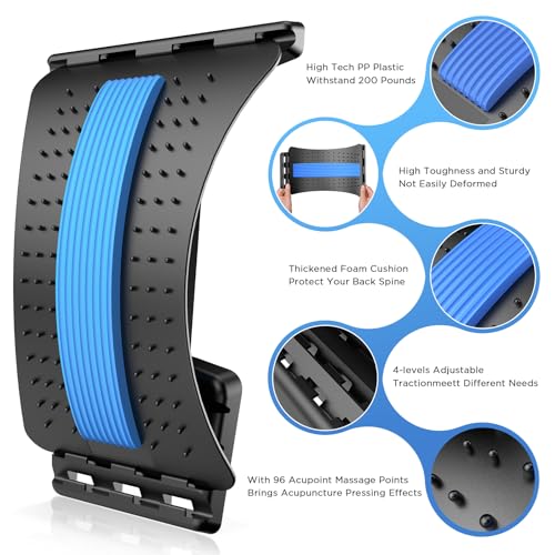 Back Stretcher for Lower Back Pain Relief, 4 Level Adjustable Lumbar Back Cracker Board, Back Cracking Device, Back Massager for Scoliosis, Spine Decompression and Lumbar Decompression(Black) - Image 4