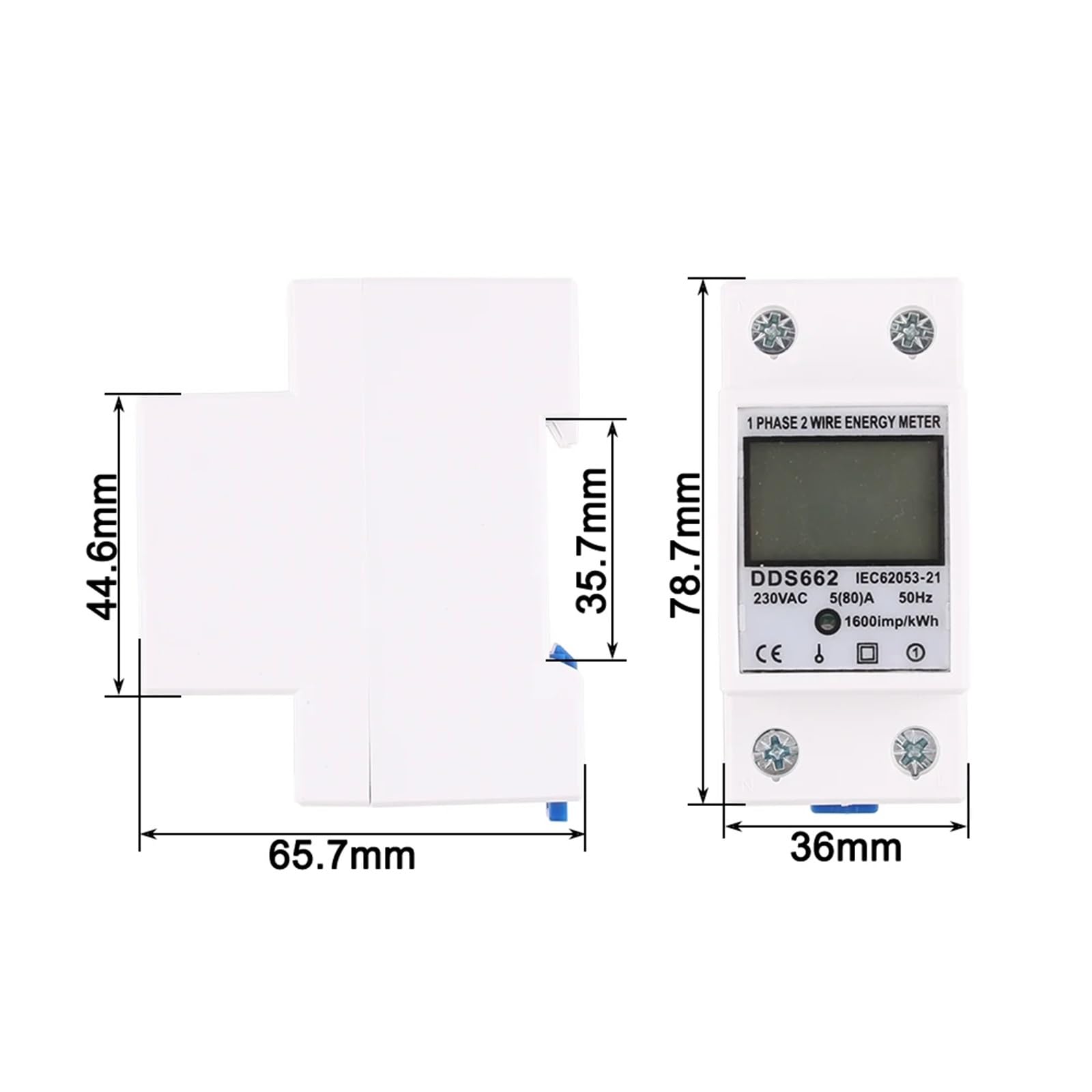 AC 230 V jednofazowy dwuprzewodowy cyfrowy wyświetlacz LCD, watomierz, zużycie energii, licznik energii elektrycznej kWh 50 Hz, szyna DIN DDS662