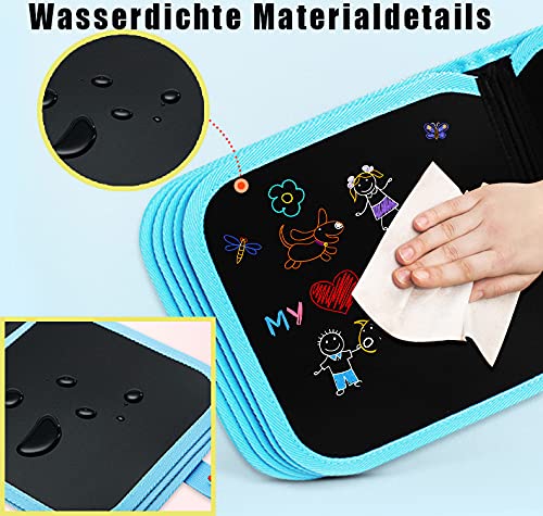 Lernen Sie Doodle Board für Kinder, schreiben Blackboard, Tragbares Skizzen-Doodle-Buch with 12 Colored Pencils, Erasabble Reusable Exercise Book for Painting, 14 Seiten