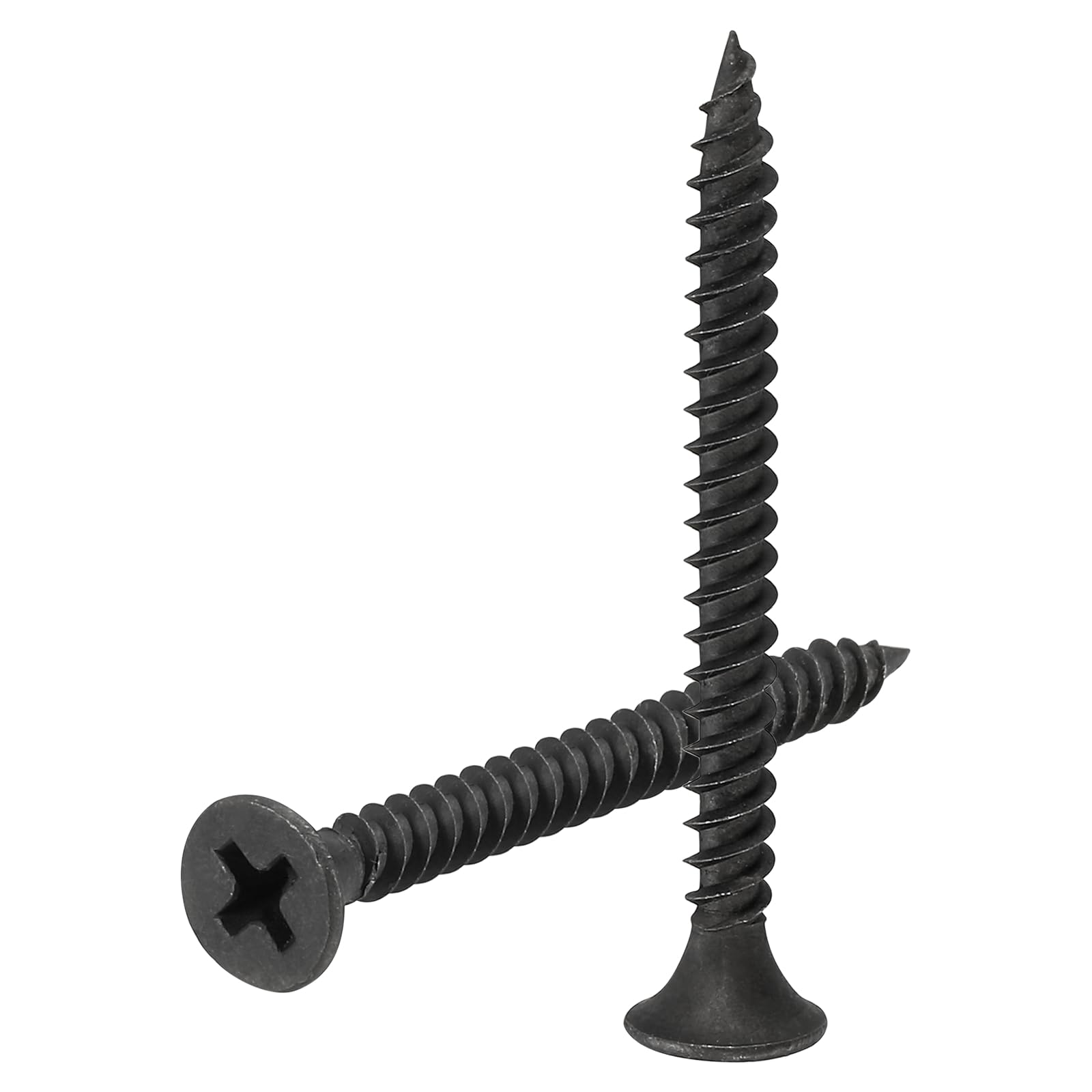 sourcing map 300pcs #6x1-3/5" Phillips Flat Head Sheet Metal Screws, Carbon Steel Cross Drive Self Tapping Wood Screws Chipboard Screw for Sheet Metal, Wood, Black