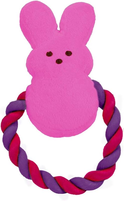 for Pets Plush Bunny Rope Pull Toy for Dogs | Peeps for Pets Squeaker Dog Toy, Pink/Purple, Dog Toy is a Fun and Cute Way to Entertain Your Pet