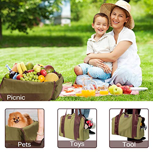 RIVECO Firewood Carrier Canvas Log Tote Bag Fireplace Holders Indoor Woodpile Rack Fire Wood Carrying Outdoor Tubular Birch-Wood Tools Campfire Basket Green - Thumbnail 3
