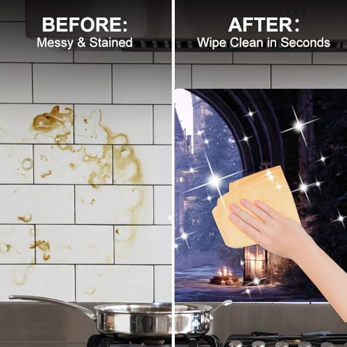 Image of Gothic Castle Stone Arch Backsplash Peel and Stick, 35.4x23.6 in
