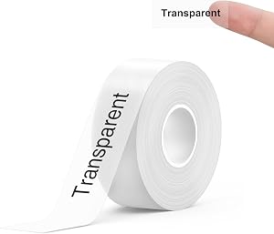 SUPVAN E10 & E11 & E16 Label Maker Tape, Black on Transparent 15mm x 6m Genuine Continuous Laminated Thermal Label Tape Refill, Waterproof Oilproof Child-Safe Durable Auto Detect Labels