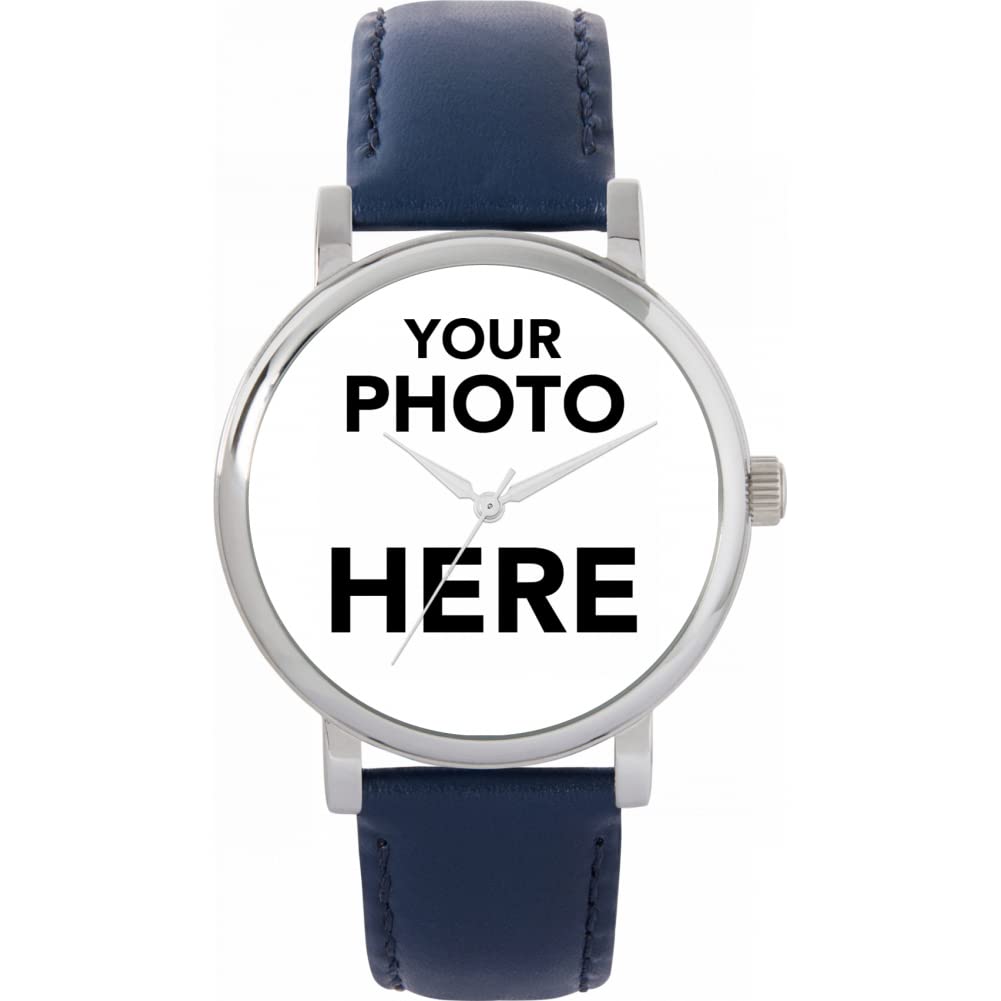 Regalos fotográficos Personalizados para Mujer, Pantalla analógica, Reloj con Movimiento de Cuarzo japonés con Caja Plateada, Reloj Grabado a Medida