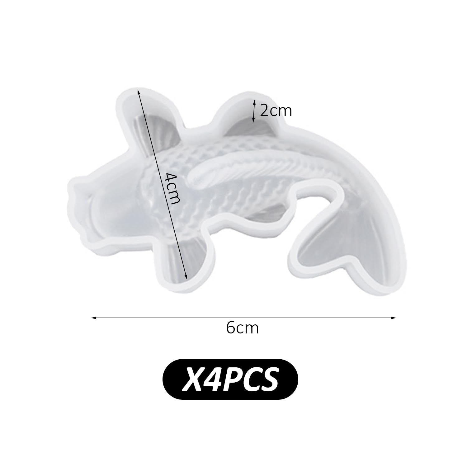 4-Piece Silicone Koi Pouring Mold - 3D Animal Resin Mold for DIY Cake Baking, White, 6cm*4cm*2cm - Image 2
