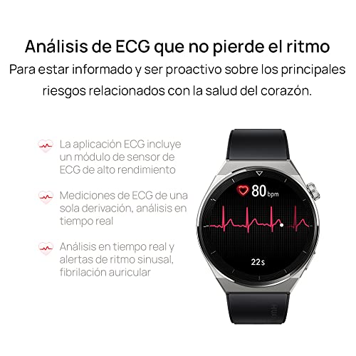 SmartWatch, HUAWEI WATCH GT3 pro, 46mm, Preto, Tela AMOLED, Bateria c/ 14 dias de duração, Monitor C