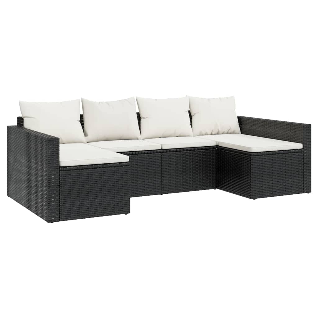 vidaXL Garten Lounge Set 2-TLG., Gartenmöbel Set mit Kissen, Sitzgruppe für Garten Terrasse, Sofa Garnitur Loungemöbel U-Form, Schwarz Poly Rattan