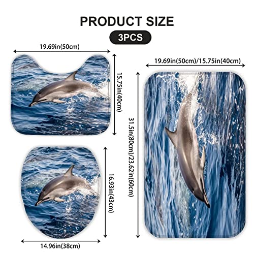 Badematten Set 3D 40x60 Delphin Ozean absorbierend 3-teiliges Badezimmerteppich-Set maschinenwaschbare weich badteppich… – Bild 4