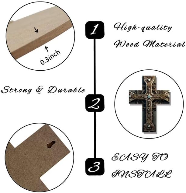 Miniatura 5 de Imahoocool Arte espiritual de madera rústica, cruz, iglesia, decoración de habitación para el hogar