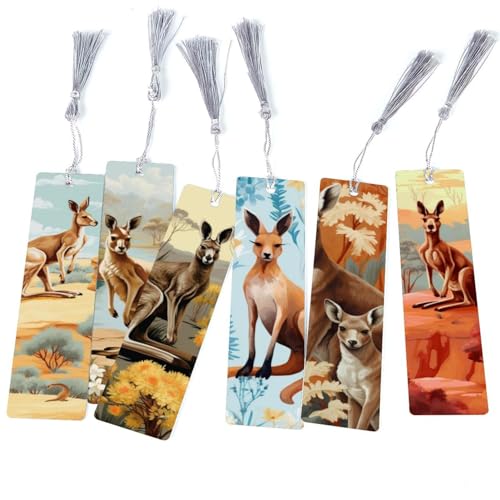 Marque-pages motif kangourou élégants en set de 6 finitions soignées