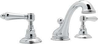 Viaggio C-Spout Widespread Bathroom Faucet - Polished Chrome with Metal Lever Handle