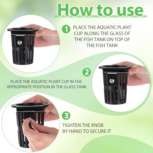 Image of Baderke 8 Pack Aquarium Plant Holder Hanging Aquarium Planter Cup with Extension Hooks for Fish Tank Aquatic Plants Decorations