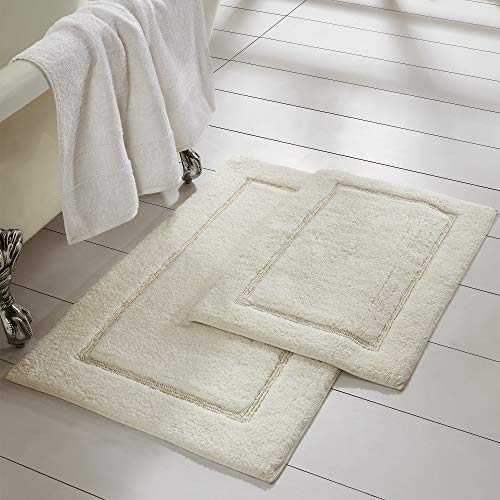 Image of Modern Threads 2-Pack Solid Loop with Non-Slip Backing Bath Mat Set 17-inch by 24-inch /21-inch by 34-inch, Ivory