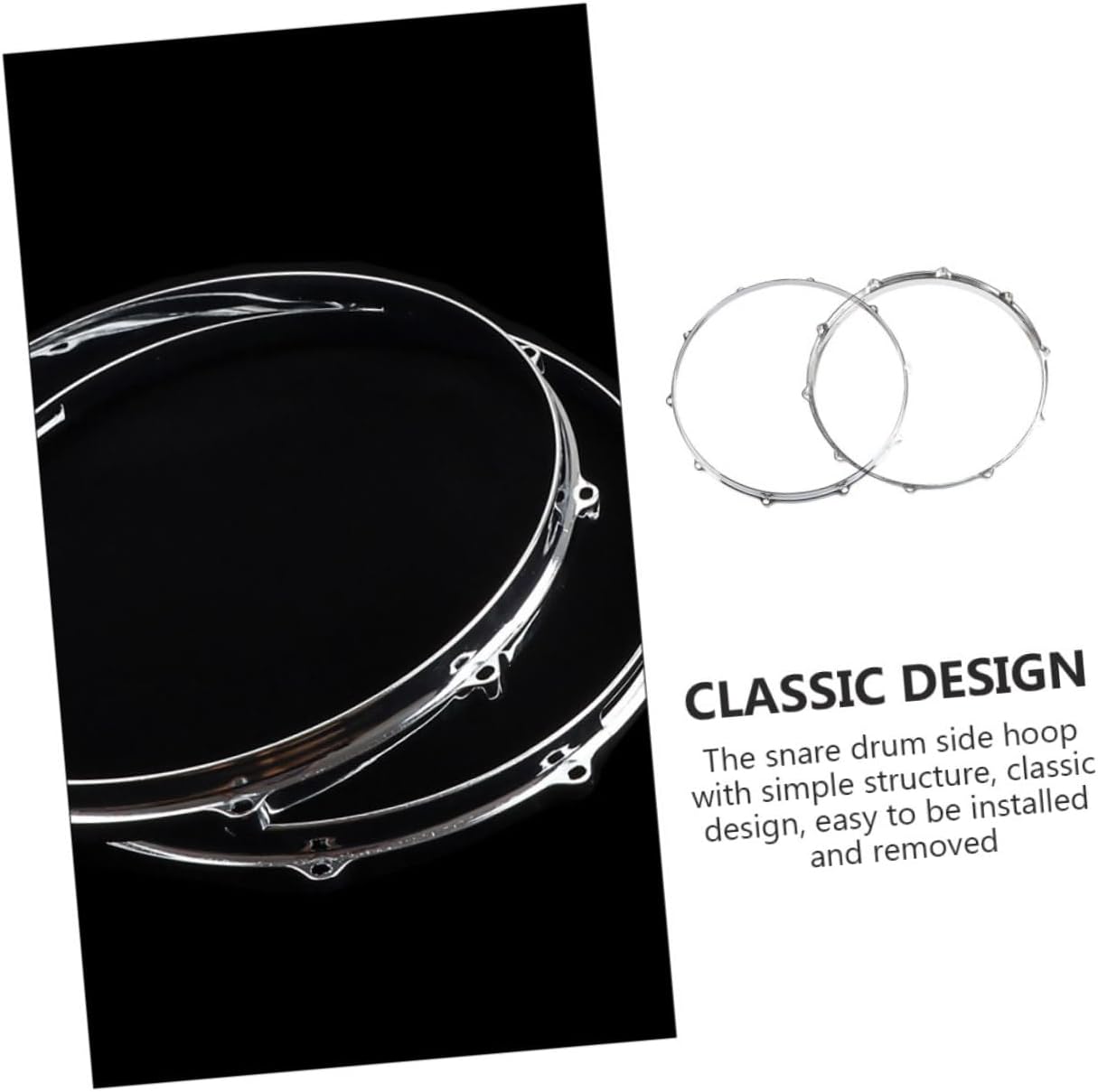Totority 2pcs Drum Circles Lightweight Snare Drum Side Hoops for Improved Sound Quality for Drummers and Bands Practical Musical Instrument Accessories