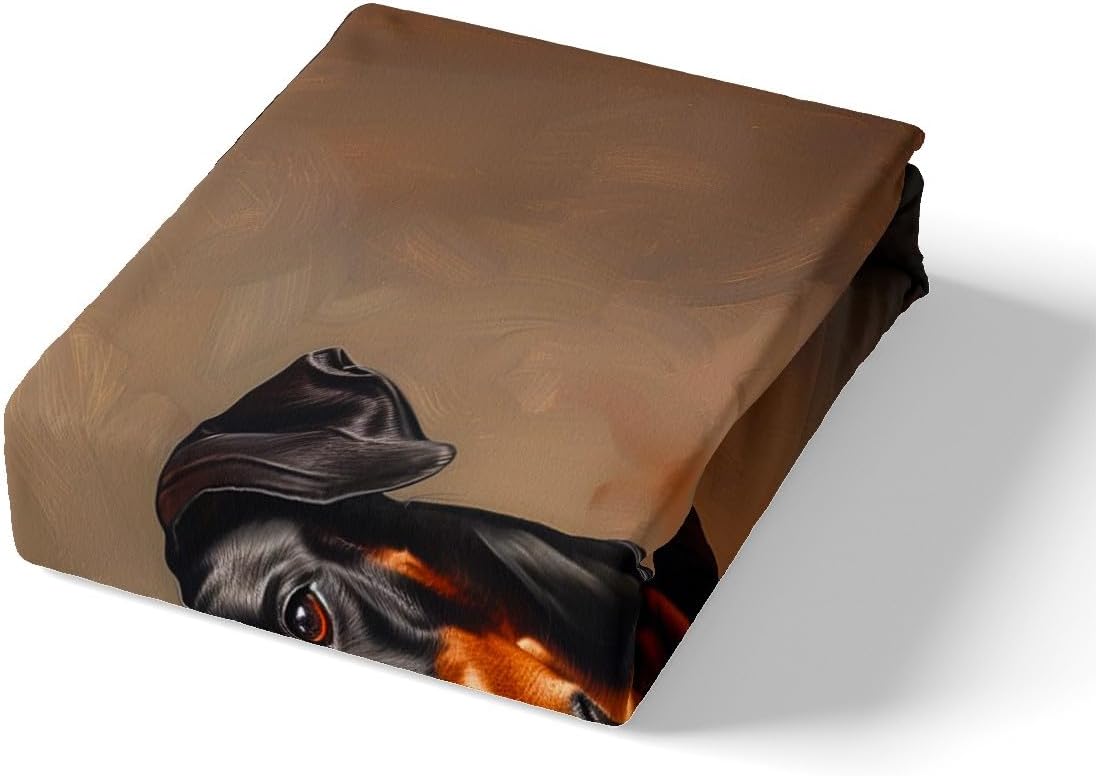 jejeloiu Royal Doberman Dog Bedding Set Toddler Size Kids Cute Pug Dog Comforter Cover for Boys Girls Teens Gothic Art Duvet Cover Soft Lightweight Microfiber Room Decor,No Stuffing