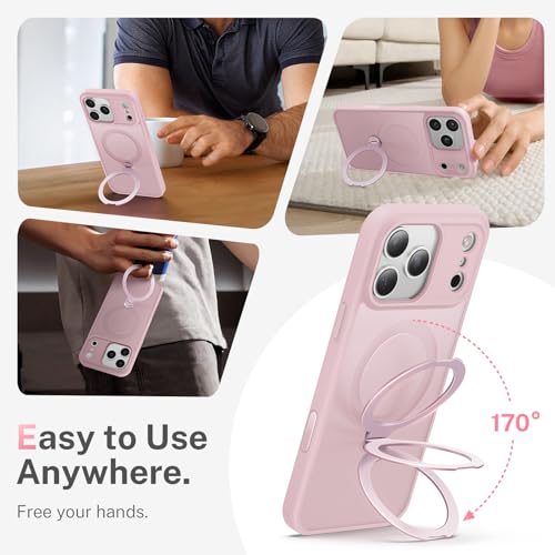 Peerock for iPhone 17 Pro Max Case: with 360° Spin Magnetic Stand, Camera Control Button, Fit for MagSafe, Military Drop Protective Slim Phone Cover for 17 ProMax with Ring Kickstand, 6.9", Pink - image 4
