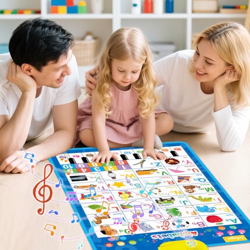 Image of PATPAT Alphabet Charts for Kids Learning, Early Education Cartoon Alphabet Musical Book for Kids, Interactive Educational Toys for 3 Year Old, 41x55.5 CM, Blue