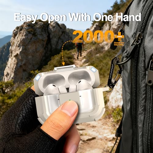 Image of RFUNGUANGO AirPods Pro 3 Case MagSafe Magnetic Automatic Lock, Sand Grey