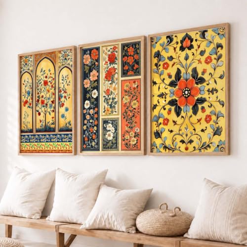 Image of kotart Art Home Decoration Indian Traditional Madhubani Paintings With Frame Vastu Peacock For Living Room Bed Room Hotel Wall Decor Digital Reprint Set of 3 (10X13 inch)