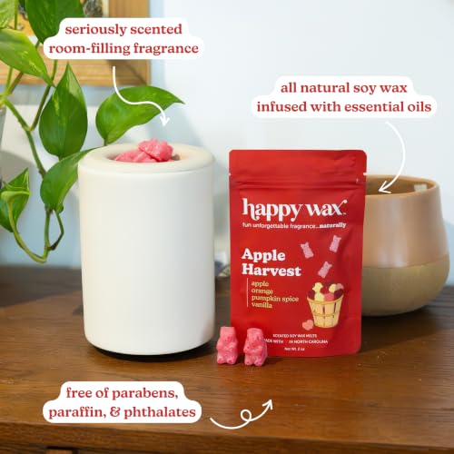 Image of Happy Wax Apple Collection: Natural, Non-Toxic Scented Soy Wax Melts - Total 6oz Variety Pack: Apple Harvest, Apple Jam Donut, Mulled Cider