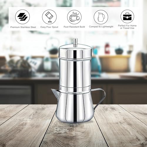 Image of Expresso Stainless Steel South Indian Filter Coffee Maker, Tea Pot /Coffee Kettle 200 ml