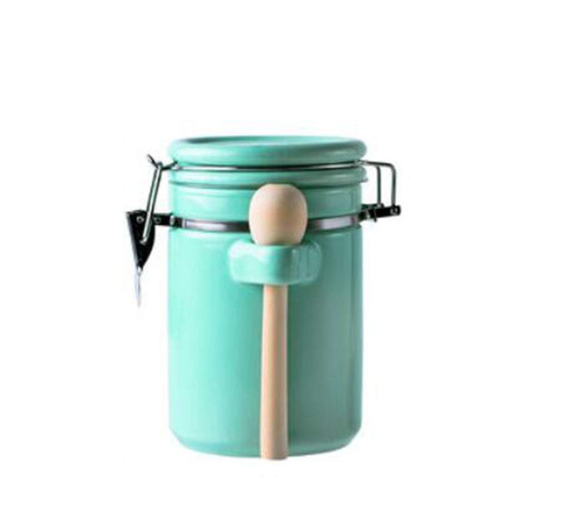 Xghw Green Coffee Canister Porcelain Tea Coffee And Sugar Canisters Airtight Sealing Ring Preserving Jars For Tea Coffee Herb Spices (Color : Size : 850Ml)