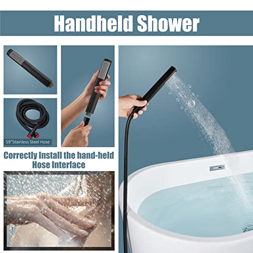 Aolemi Oil Rubbed Bronze Freestanding Bathtub Faucet Floor Mount Tub Filler Swivel Spout Standing High Flow Shower Faucets With Handheld Shower Mixer Taps #TOP4