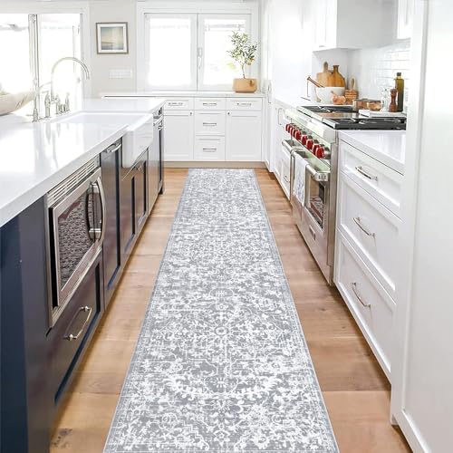 Pauwer Boho Hallway Runner Rug 2'6'' x 12' Washable Entryway Area Rugs Non Slip Farmhouse Vintage Floor Mat Long Carpet Runner for Hallways Laundry Room Kitchen Bathroom Bedroom