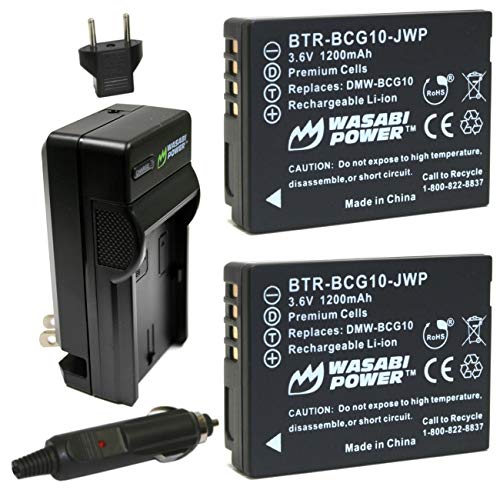 Wasabi Power Battery (2-Pack) and Charger for Panasonic DMW-BCG10, DMW-BCG10E, DMW-BCG10PP and Panasonic